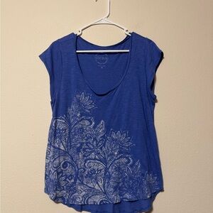 Lucky Brand Blue Paisley Short Sleeve Top